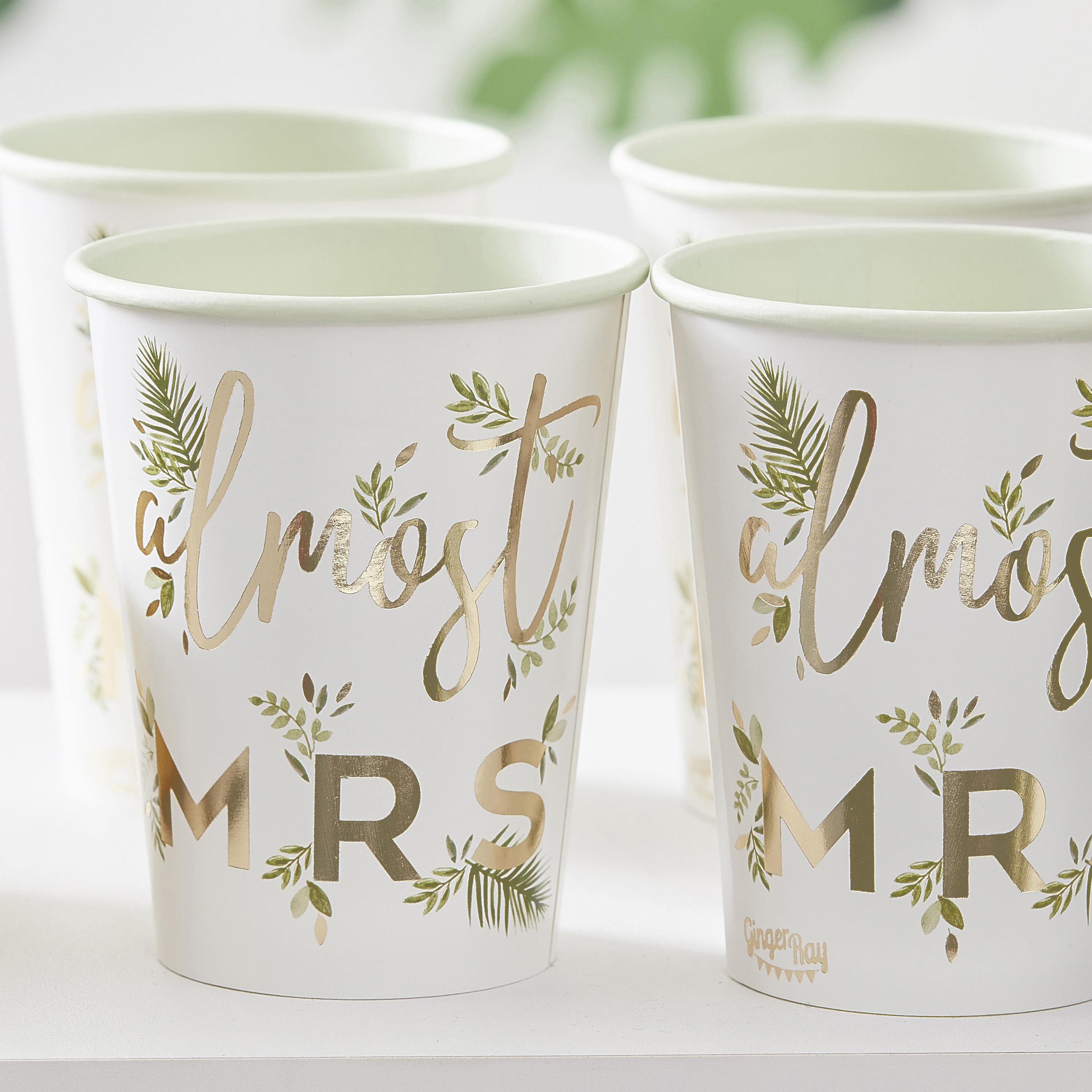 Gold Foiled Almost Mrs Paper Hen Party Cups Ginger Ray