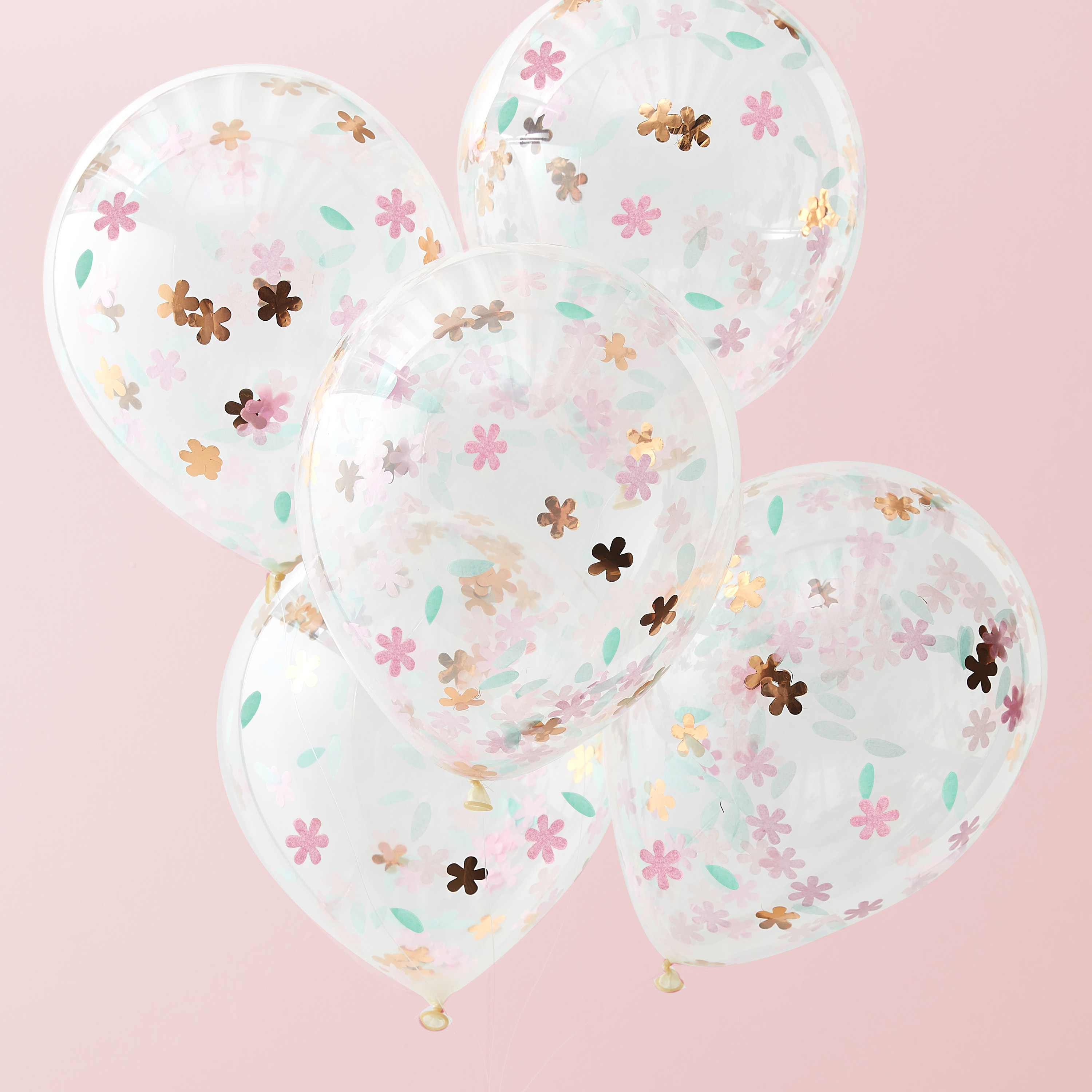 Pastel & Rose Gold Floral ConfettiFilled Balloons Ginger Ray