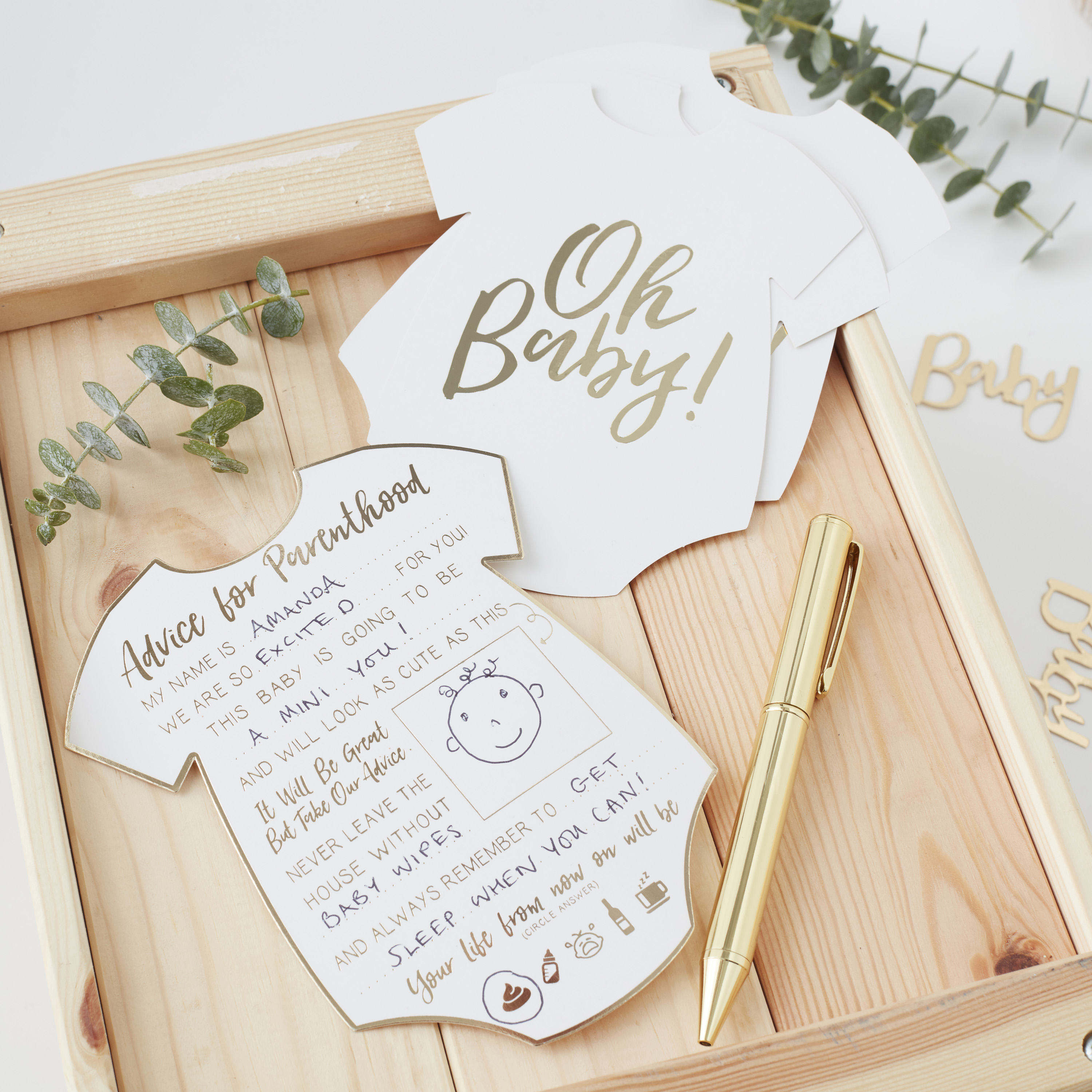 Gold Foil 'Oh Baby!' Baby Shower Advice Cards Ginger Ray Ginger Ray
