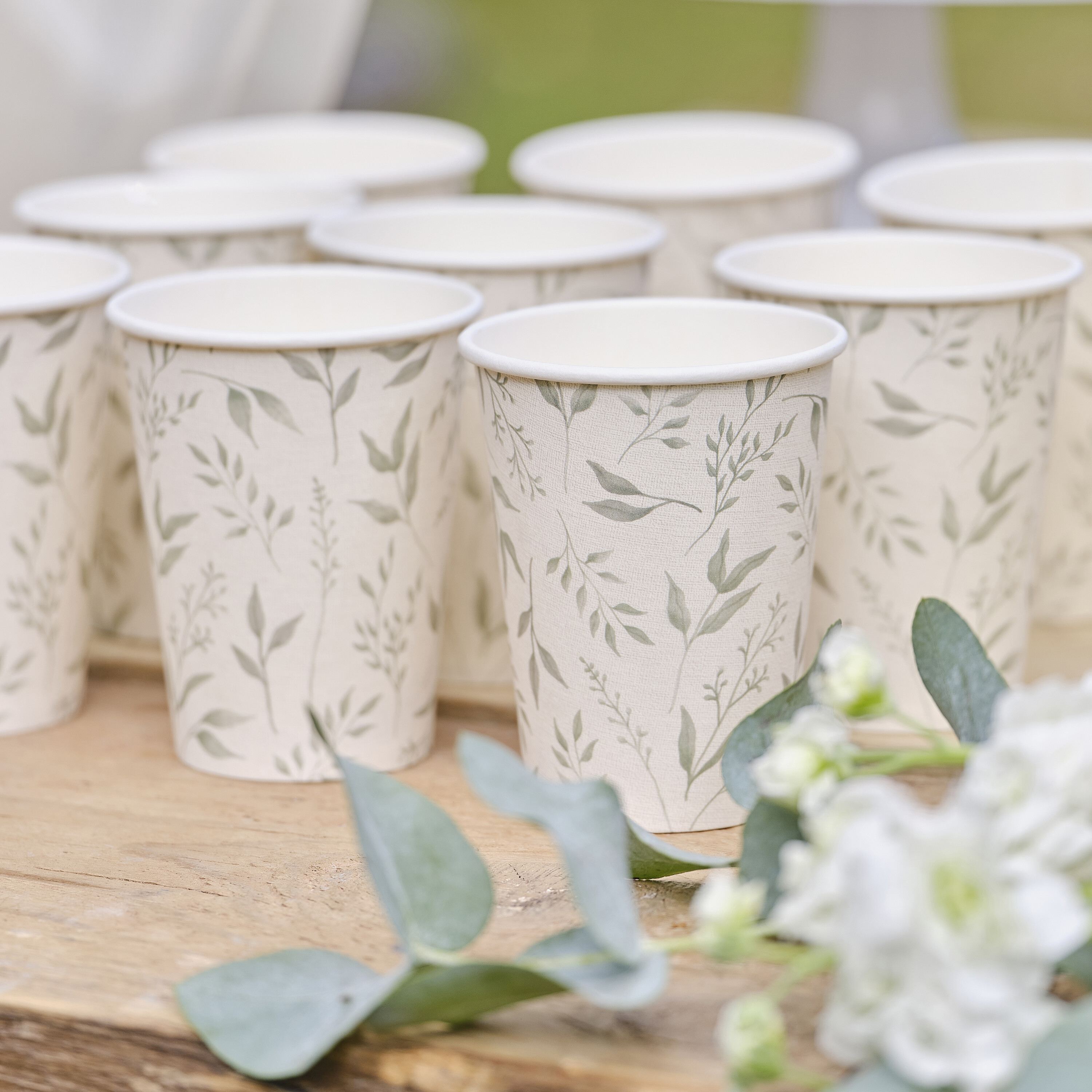 White and Green Christening Paper Cups Ginger Ray