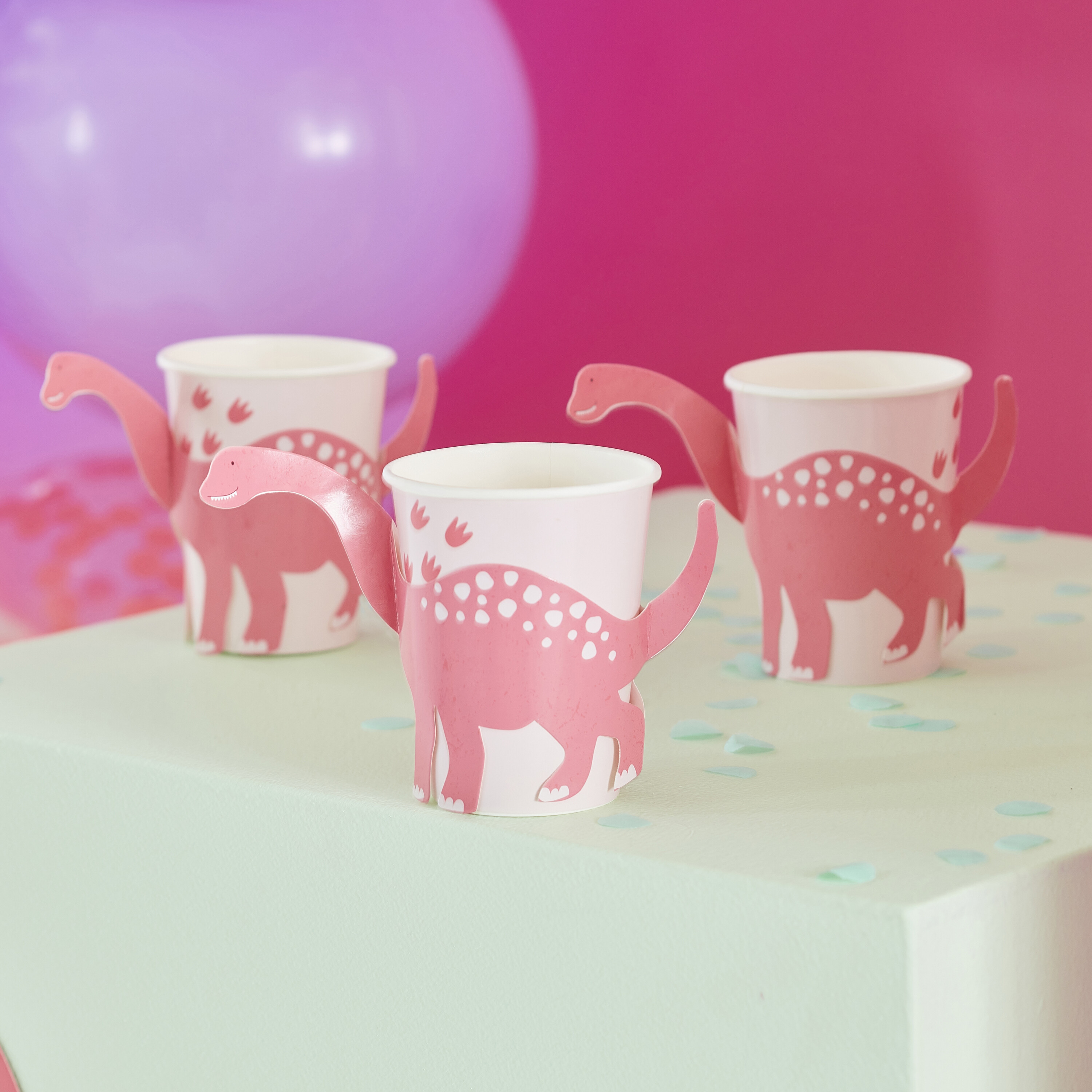 Pink Pop Out Dinosaur Paper Cup Girl Dinosaur Party | Ginger Ray