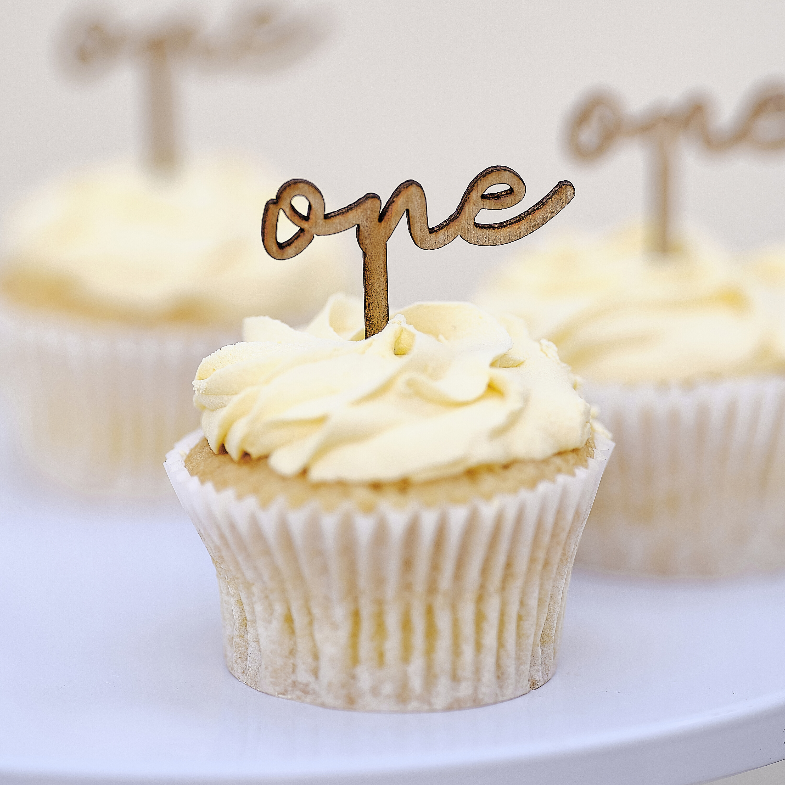 Wooden 'One' 1st Birthday Cupcake Toppers Ginger Ray