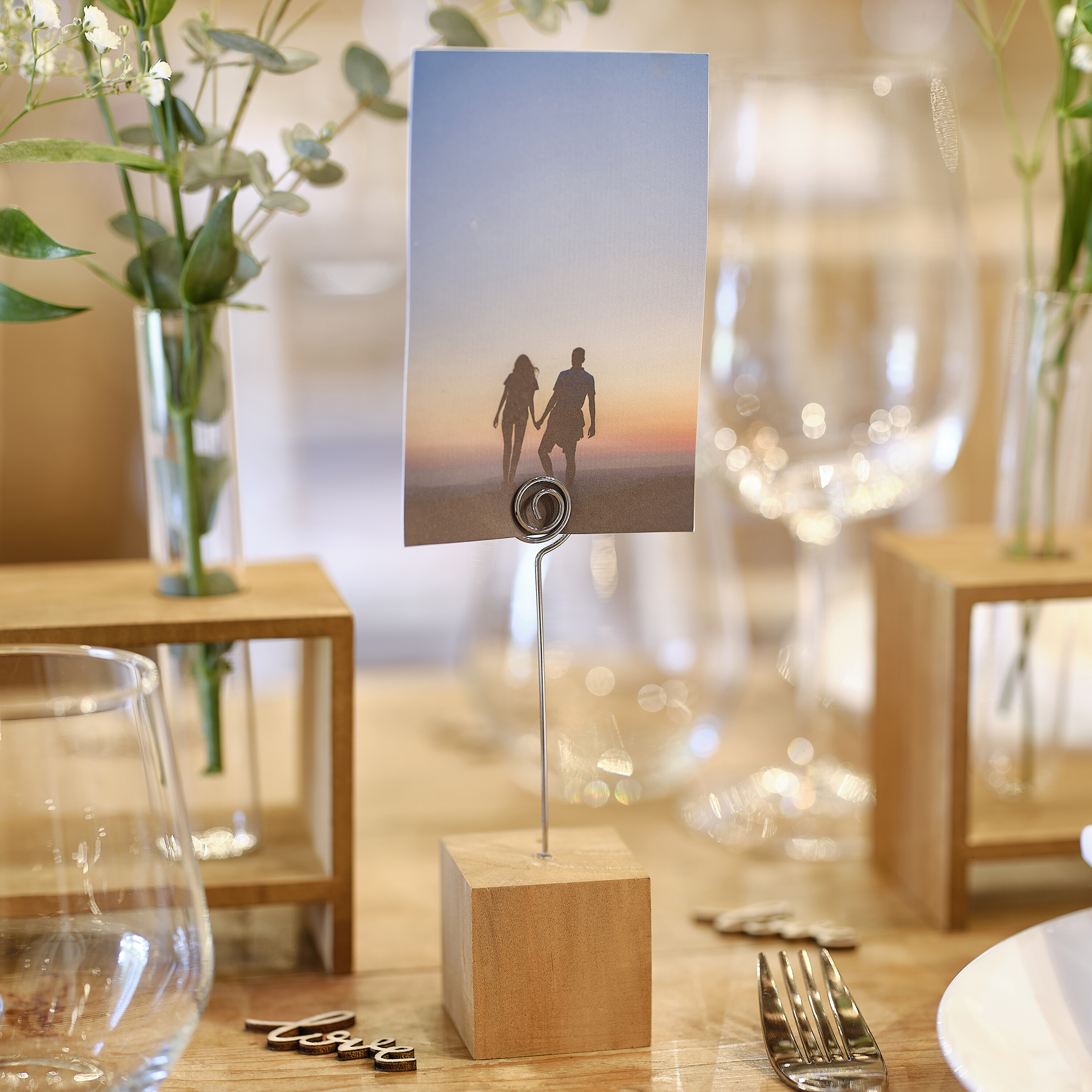 Wooden Block Table Number & Photo Holders | Ginger Ray